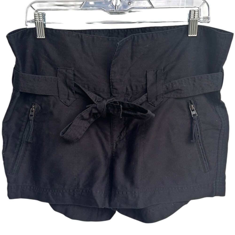 Joe’s Jeans Black High-Waisted Belted Utility Shorts Linen-Blend Gorpcore Sz‎ 30